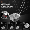 Stainless steel scooping spoon for household kitchen, used for scooping noodles, frying, draining oil, thickened filter screen, folding handle, square strainer spoon details Picture